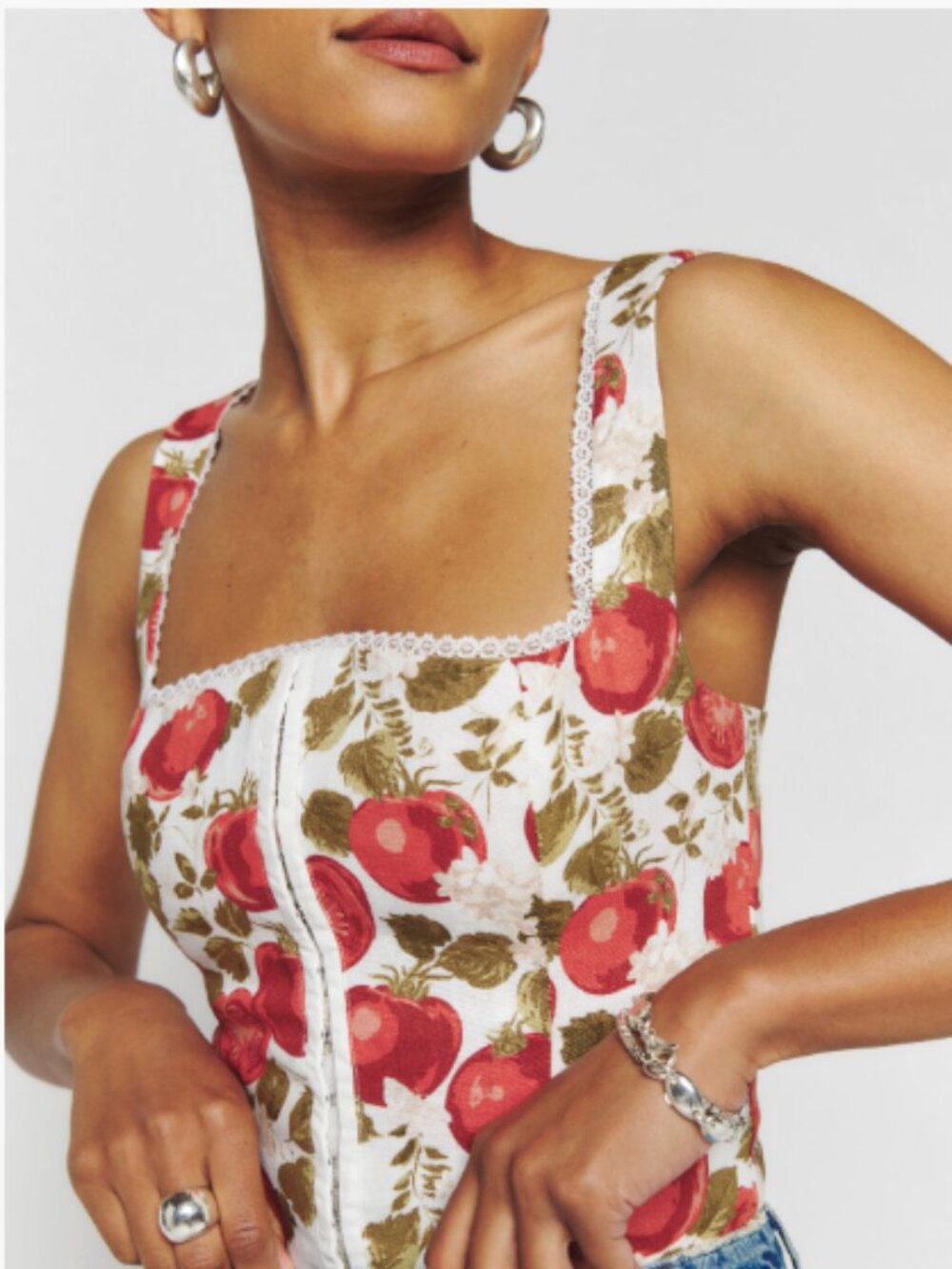 Reformation Tagliatelle Linen Tomato Top - Picture 2 of 3